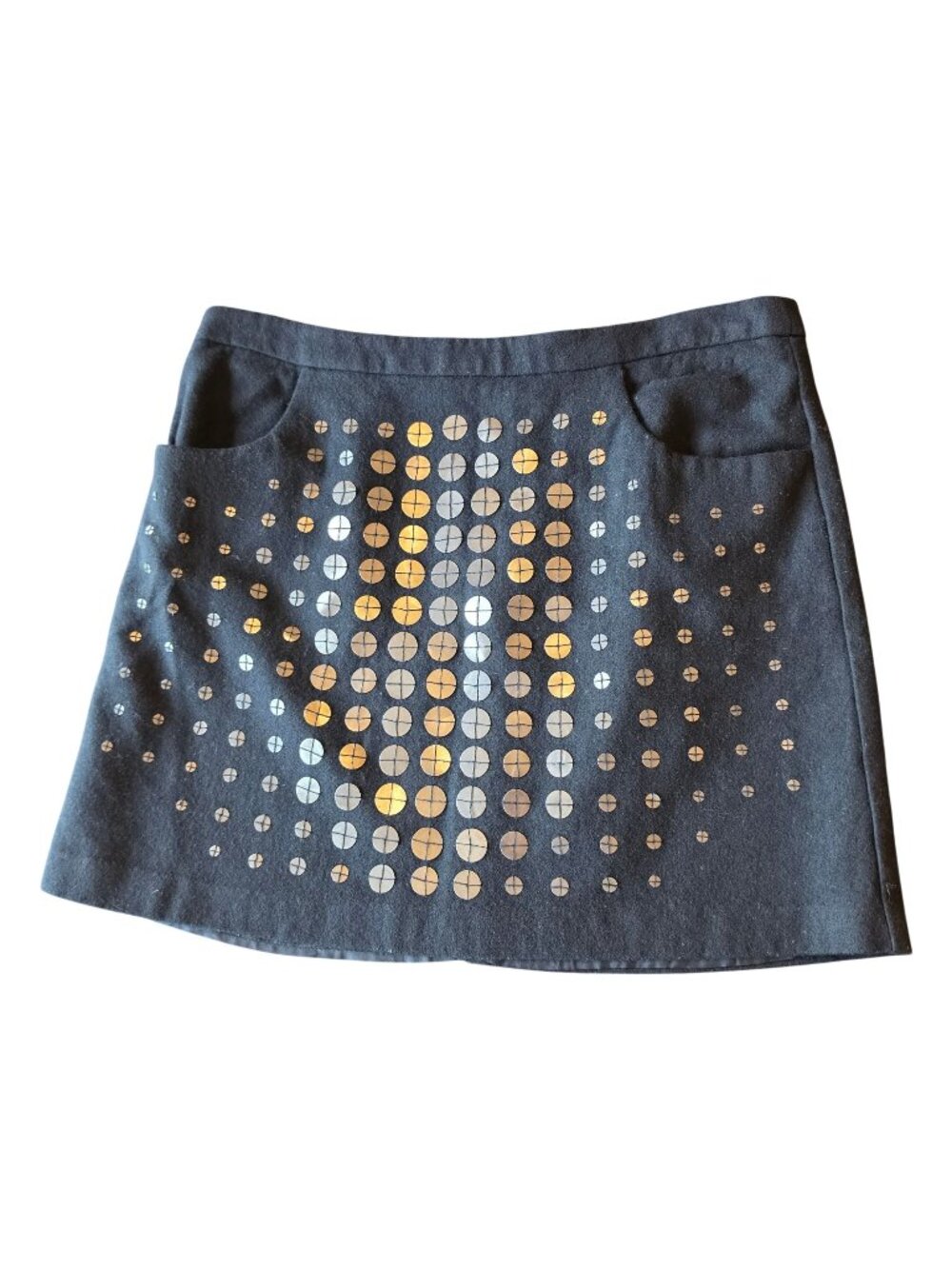 Vivienne Tam Mini Skirt 4 S Black Wool Beaded Sequin Vintage 90s Y2K Designer
